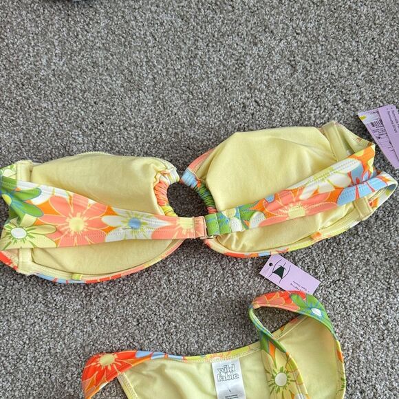 Floral Bikini Set in Yellow and Orange Top XL Bottom L - Picture 7 of 8